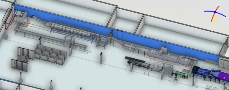 Retail bagging line — 3D layout model